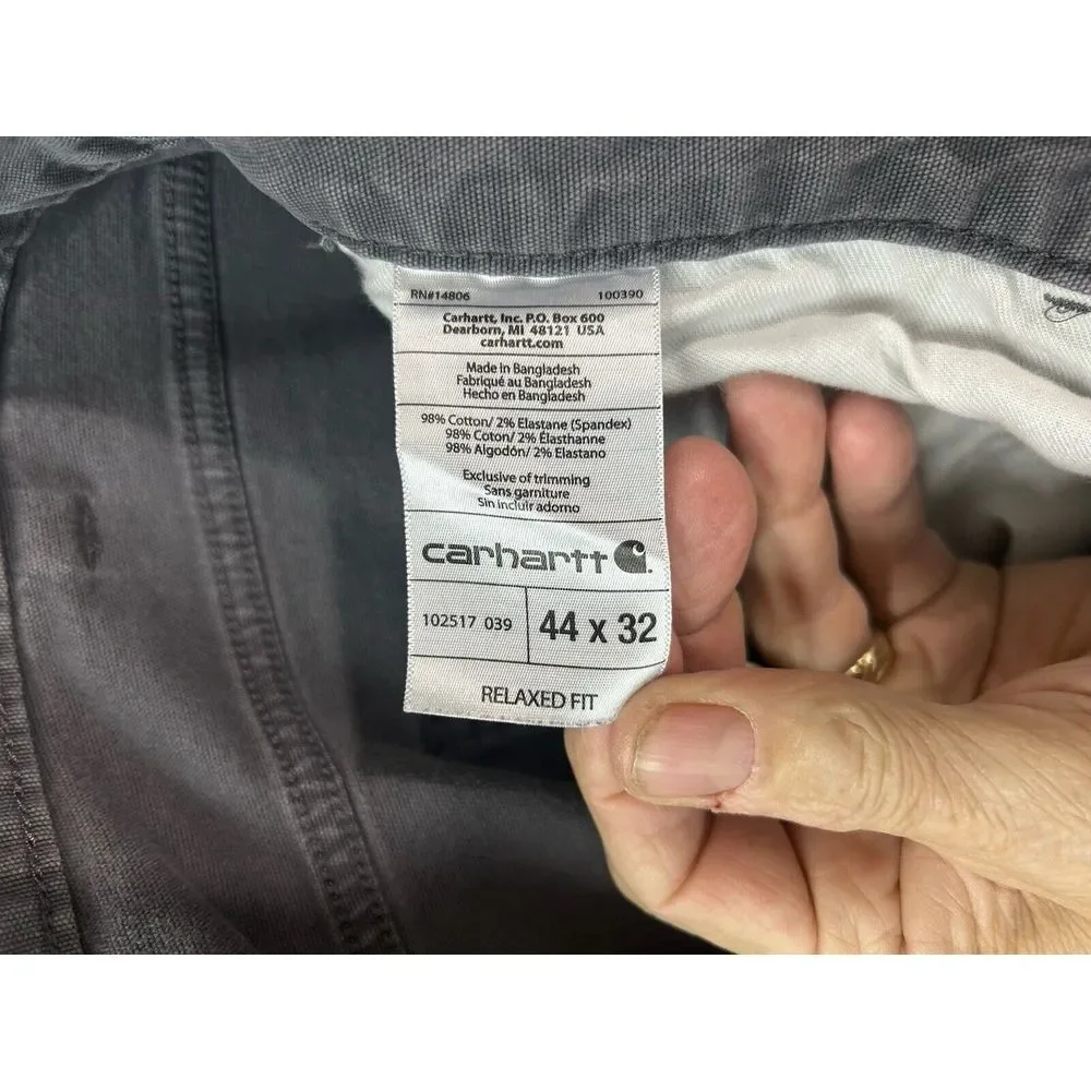 Carhartt Relaxed Fit Canvas Work Pants Men's Size 44X32 #102517-039 Gray‎
